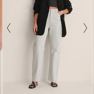 NAKD Organic Straight High Waist Raw Hem Jeans